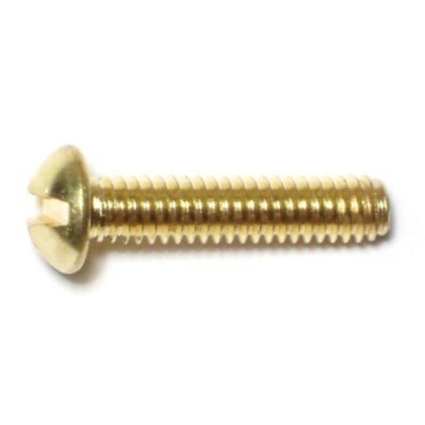 Midwest Fastener #8-32 x 3/4 in Slotted Round Machine Screw, Plain Brass, 40 PK 61773